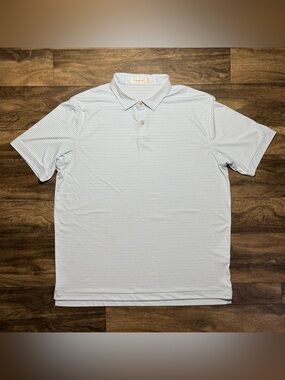 Peter Millar Featherweight Payne Stripe Polo Men’s XL Blue UPF 50+ Golf